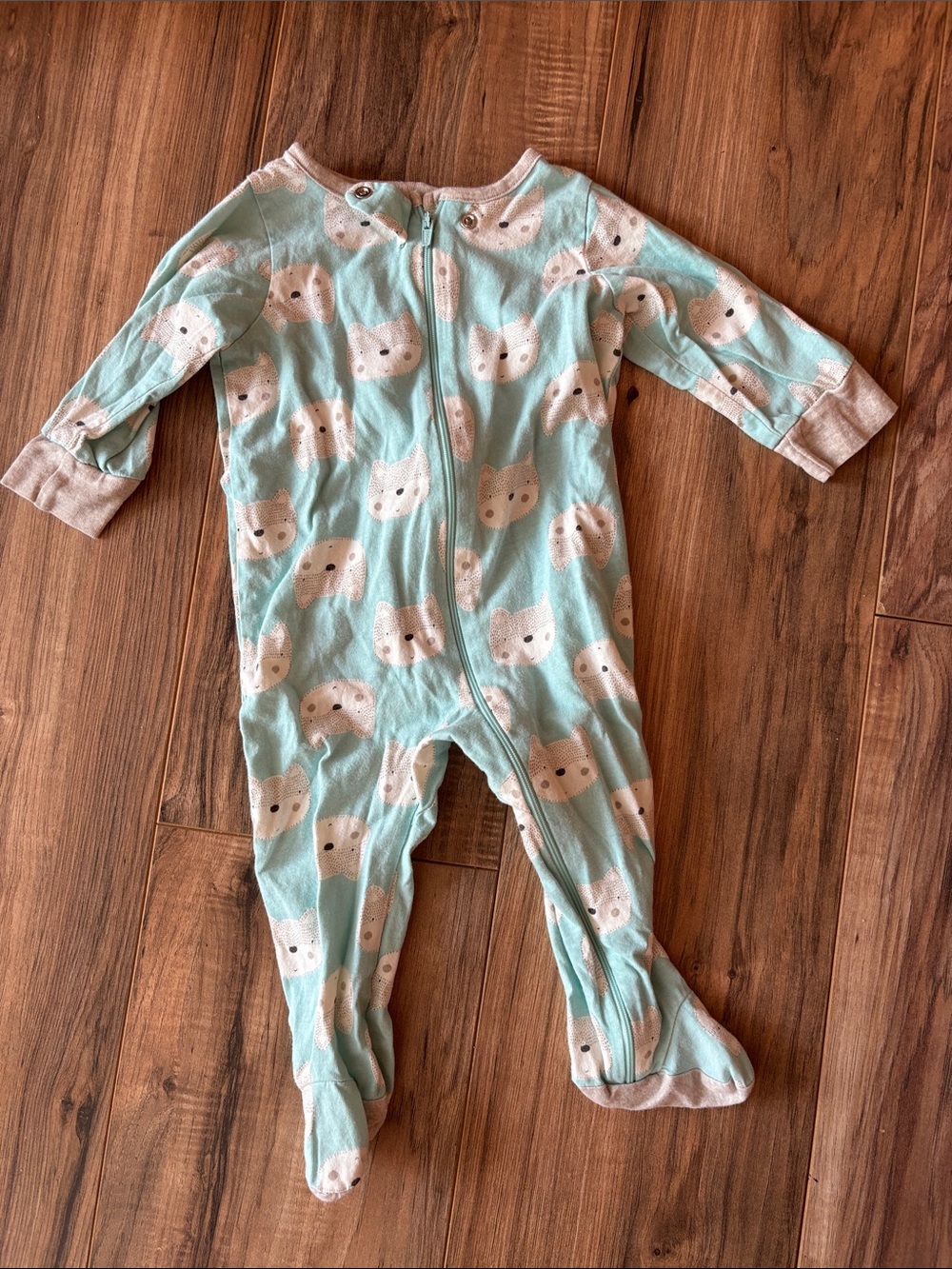 Gerber Mint Bear Zip-Up Footed One-Piece